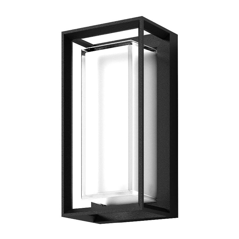 ARCCHIO APPLIQUE MURALE LED ISMERA, ANTHRACITE/OPALE, IP65, VERRE