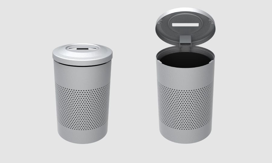 MTR-0600-00004 - Poubelle publique Maglin avec couvercle fente pour papier - Structure en acier et doublure 32 gallons_0