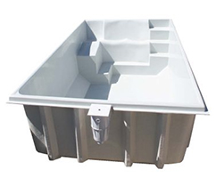 Petite piscine en coque -10 m2 - 2 places assises, 1 allongée - 4,40 x 2,24 x H 1,25 m - Couleurs variées_0