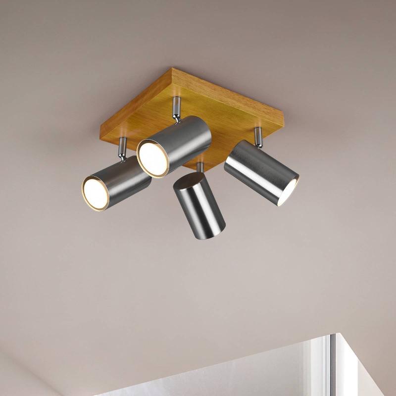 TRIO LIGHTING PLAFONNIER À SPOTS MARLEY, NICKEL MAT, 4 LAMPES