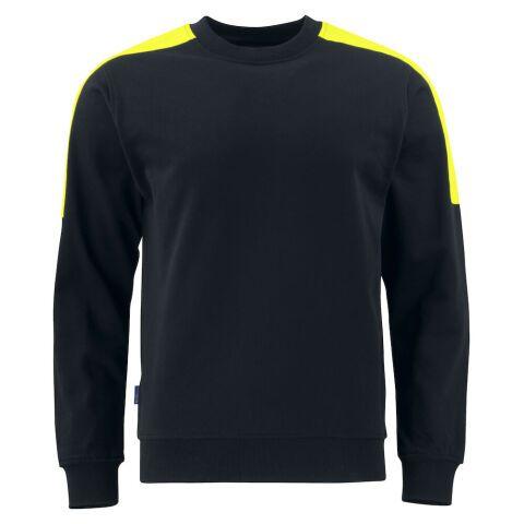 PROJOB 2125 SWEATSHIRT COL ROND BANDES FLUO NOIR/JAUNE - TAILLE XXXXL