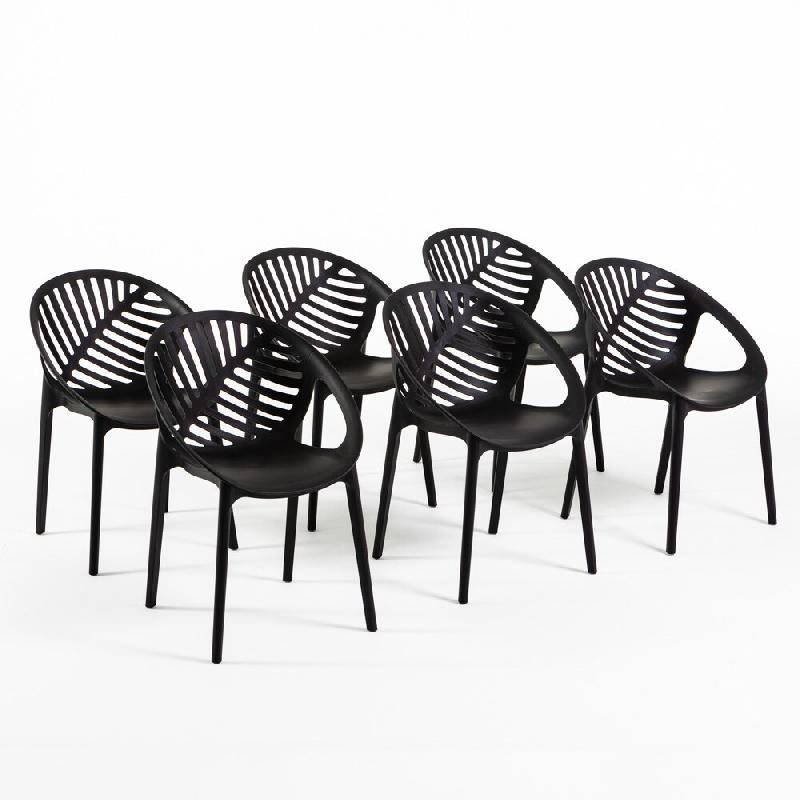 RATTATAN Set de 6 chaises en polypropylène avec fibre de verre empilables pour jardin, bar et restaurant, structure robuste et légère - Vivian - No_0