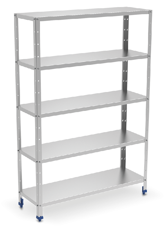 RAYONNAGE INOX ALIMENTAIRE LISSE 5 NIVEAUX. ETAGERE INOX CHAMBRE FROIDE