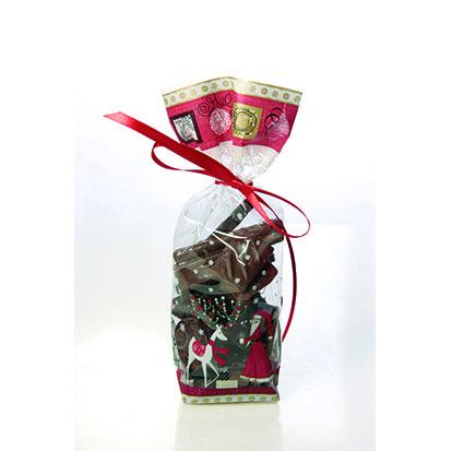 PAQUET DE 100 SACHETS À CONFISERIES DÉCORÉS PÈRE NOËL AVEC FOND CARTON, EN POLYPROPYLÈNE 100X220 MM