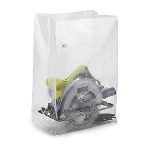 SACHET PLASTIQUE 50% RECYCLÉ À SOUFFLETS TRANSPARENT 100 MICRONS RAJA 20X40X10 CM