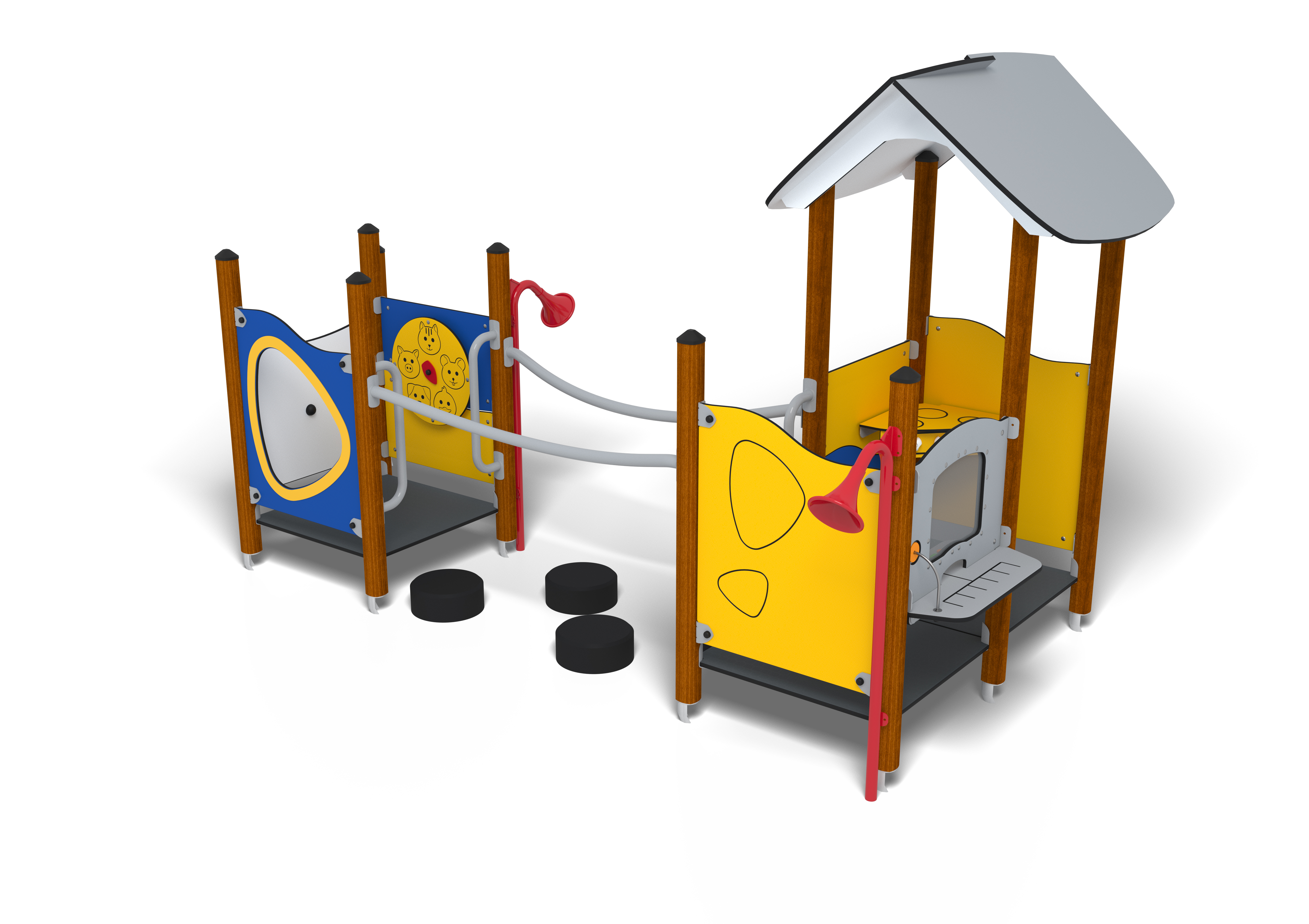 Structure multi-jeux 3 à 5 ans - UniMini Boren 8098205 - Hags - Jaune/Bleu avec fondation à enterrer_0