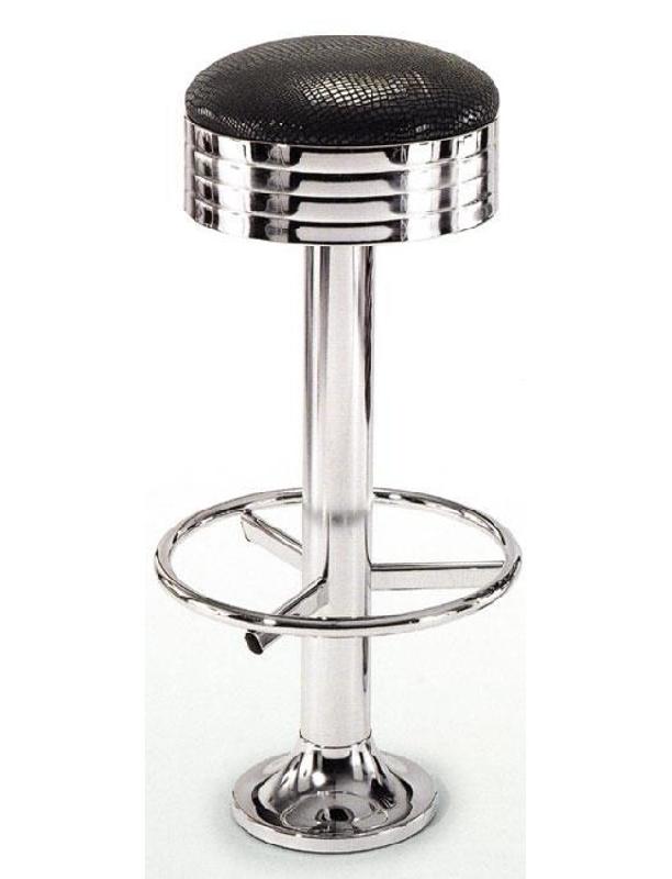 Tabouret de bar Ops - Fixation au sol - Châssis chromé - Assise tournante rembourrée_0