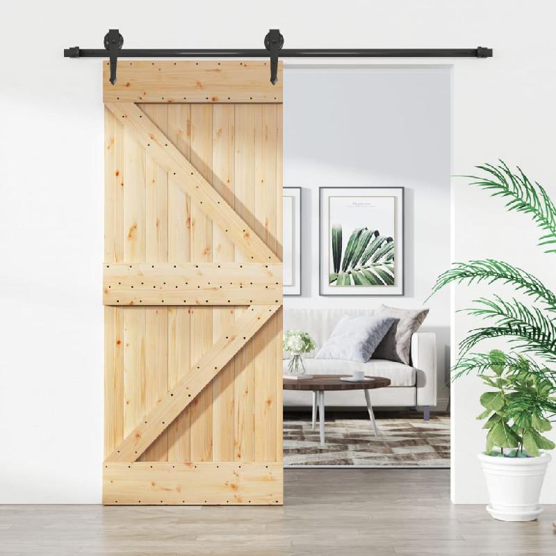 Vidaxl porte coulissante et kit de quincaillerie 85x210 cm pin massif 3203198_0