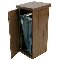 Rossignol - Corbeille en béton 130L ZEUS avec support sac - effet bois marron 53336_0