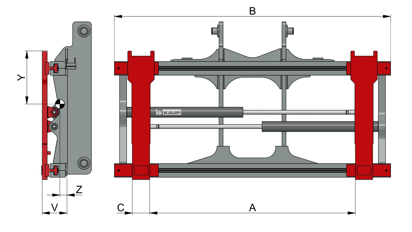 12T160TW - Écarteurs et ajusteurs de fourche KAUP - Capacité 12 000 kg - Positionneur intégré avec déplacement latéral_0
