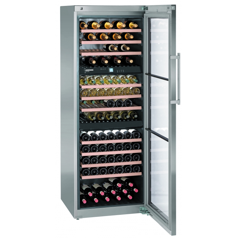 Cave mixte 3 zones vitrée Vinidor - Réf. WTes 5872-21 - Capacité 178 bouteilles - Porte anti-UV en inox_0