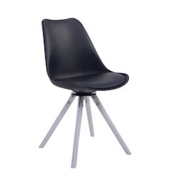 CLP Chaise de salle à manger pivotante Troyes Similicuir pieds en forme ronde Noir /Blanc - noir polyester 151851601_0