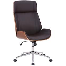CLP Fauteuil de bureau Varel en similicuir avec coque de siège en bois Noyer / Marron - marron polyester 314572_0