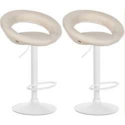 CLP Lot de 2 tabourets de bar Olinda tissu Crème/Blanc - beige textile 320242_0