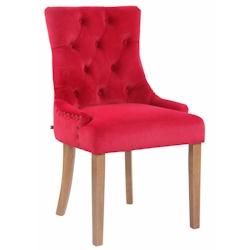 Décoshop26 - Chaise de salle à manger x1 design antique capitonné en velours rouge avec 4 pieds en bois clair 10_0001939 - 3000250750042_0