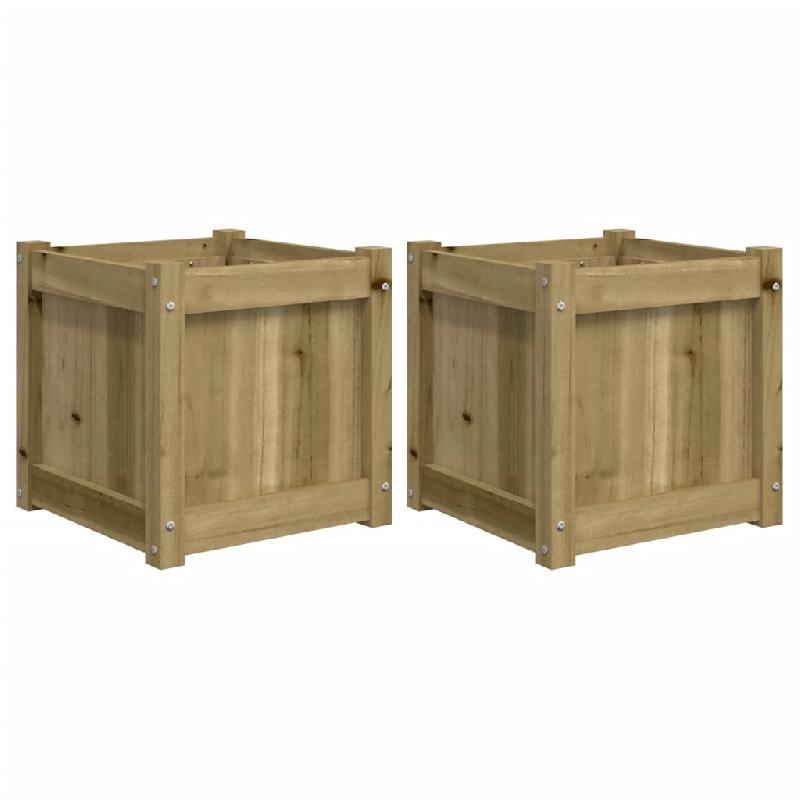 Helloshop26 - Jardinière bac lit surélevé plantes fleurs jardin terrasses lot de 2 bois de pin imprégné marron 02_0039026 - 3000217996506_0