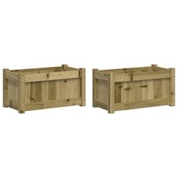 Helloshop26 - Jardinière bac lit surélevé plantes fleurs jardin terrasses lot de 2 bois de pin imprégné marron 02_0039030 - 3000217997961_0