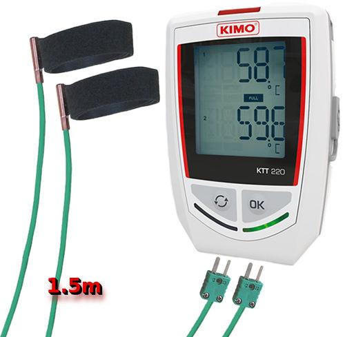 Kit ECS - Kit d'enregistrement des températures aller-retour des chauffages KIMKITECS - Logger KTT-220-O avec sondes Velcro SKV150_0