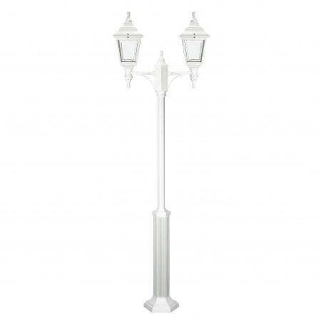 Lampadaire d'éclairage public 2 têtes - Clic-Clac 4 - IP44 - E27 - style rustique - verre transparent - hauteur totale 1910 mm - blanc_0