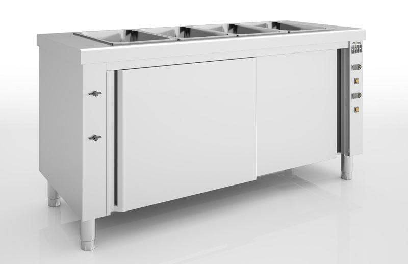 Meuble bain-marie sec en inox 4 GN 1/1-150 avec réserve chaude - MBSR-160_0