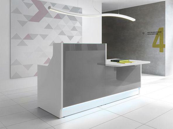 Banque d'accueil Linéa avec accès PMR et façade en verre 6 coloris_0