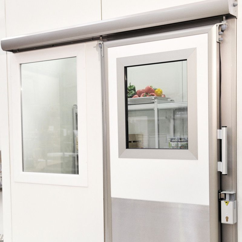 Paladium gauche - porte de chambre froide coulissante - Somafracl - semi-isotherme 800x2000 mm - aluminium anodisé_0