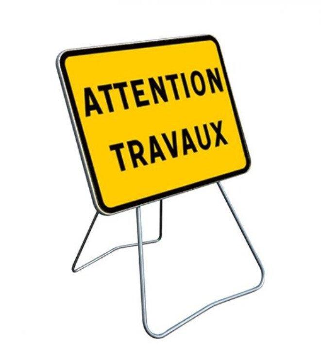 Panneau de chantier KC1 800X600 Attention travaux - Tailles : 800 X 600 CLASSE 2_0