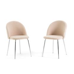 RATTATAN Lot de 2 chaises en tissu teddy d’intérieur, pieds en métal, rembourrées pour cuisine, salle à manger, bar ou restaurant – Sara Teddy_0