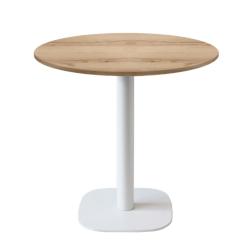 Restootab - Table Ø70cm - modèle Round pied blanc chêne delano - marron fonte 3760371519477_0