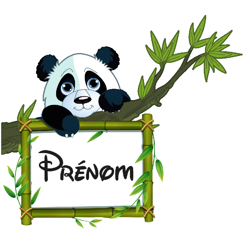 Sticker prénom personnalisé panda sur sa branche