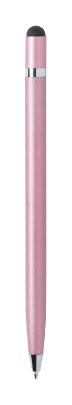 Stylo à bille en aluminium - stylet intégré - finition mat - rose - encre bleue_0
