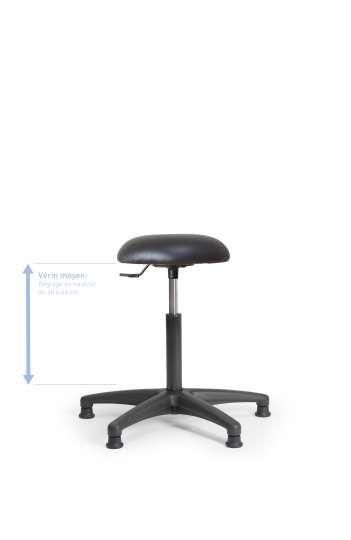 Tabouret atelier Cerclo - skaï noir - vérin moyen - ref : cerfixsnvmp_0