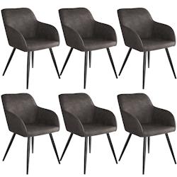 Tectake 6 Chaises Marilyn tissu - gris foncé-noir -404080 - gris plastique 404080_0