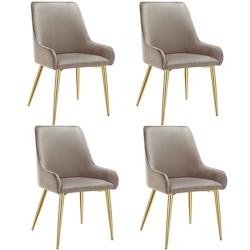 TecTake GmbH tectake Lot 4 chaises rembourrées aspect velours forme ergonomique taupe - 405503 - marron acier 405503_0