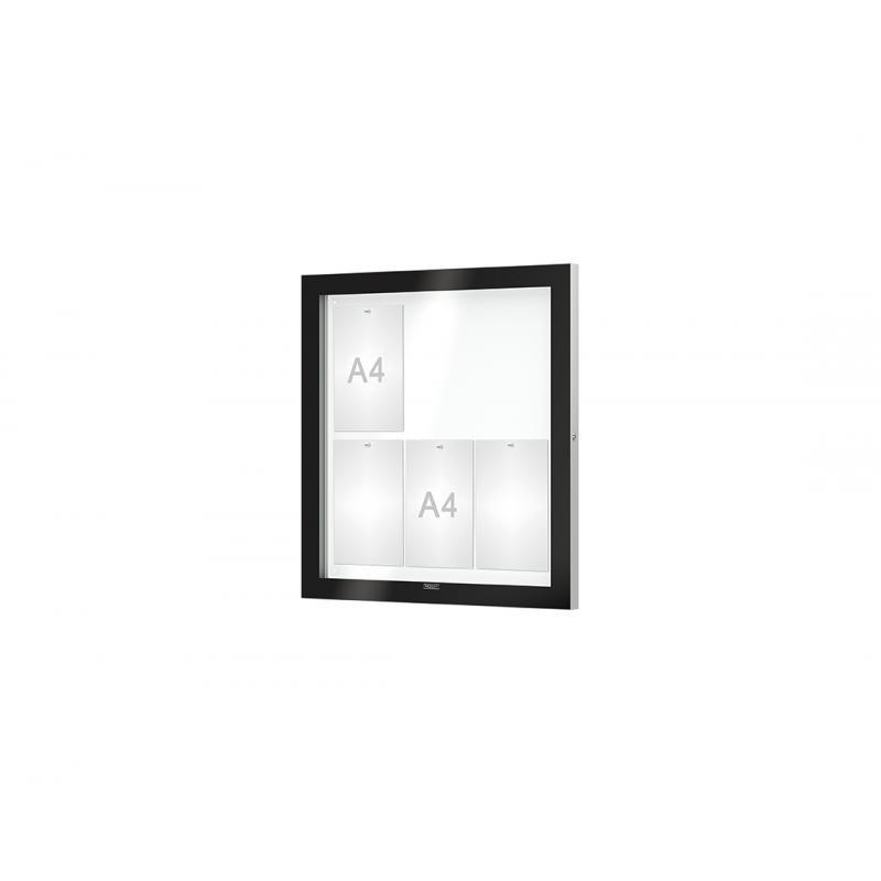 Vitrine d'affichage extérieur Edge - simple battant, cadre aluminium noir, verre sécurisé, plusieurs dimensions disponibles_0