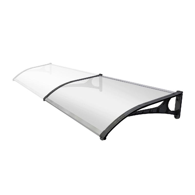 WASABI Marquise Porte Extérieure 150x80cm – Polycarbonate Solide 2,7mm – Supports Aluminium – Montage Facile - noir Polycarbonate BMA000008_0
