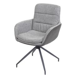 Décoshop26 - Chaise de salle à manger fauteuil pivotant avec accoudoirs en tissu gris foncé 04_0006334 - gris 3000261712794_0