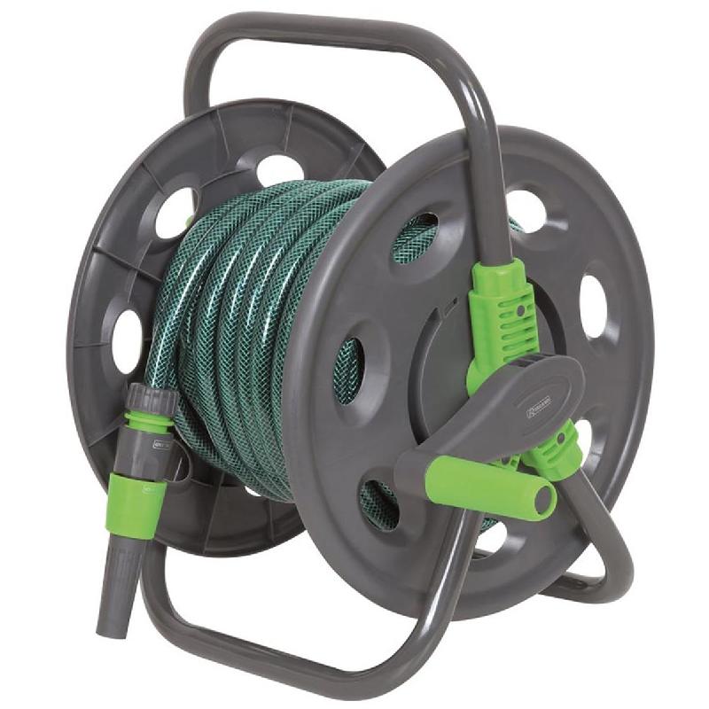 Dévidoir portable 15 m PRA-DB-1104 - Tuyau Ø12.5 mm, lance multijets et fixation murale_0