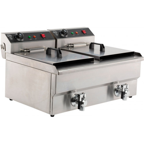 FRITEUSE ÉLECTRIQUE PROFESSIONNELLE AVEC VIDANGE - 2 X 8 L