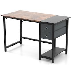 Helloshop26 - Bureau de 120 cm poste de travail informatique moderne avec 2 tiroirs crochet de suspension étagère de rangement 20_0007992 - 30002018_0