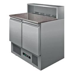 L2G - PS900 - table a pizza dessus granit, +2/+8°c, gaz r600a 2 portes gn1/1, cap.5gn1/6 non compris - PS900_0