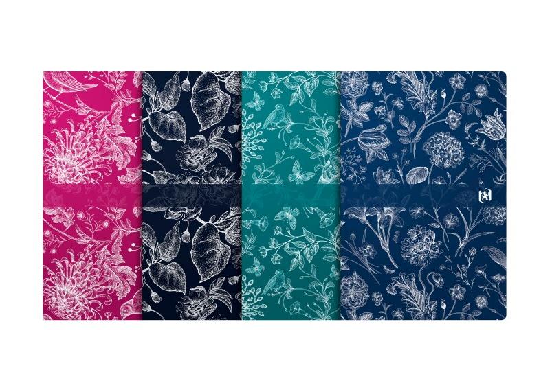 Oxford Lot de 5 Cahier Floral Romance broché B5, 160p./80 feuilles 90g/m², ligné, coloris assortis (4) - 5904017435808_0