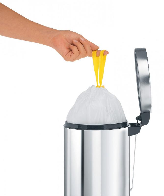 Sacs-poubelle de salle de bains 3L blanc BRABANTIA - avec lien coulissant - plastique - forme ronde_0