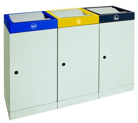 Station de 3 poubelles de tri sélectif 3x70l_0