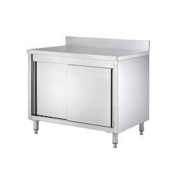 Vaiotec EASYLINE Armoire de travail 600 / 2 portes coulissantes & rebord L:1500 - argenté inox 10163_0