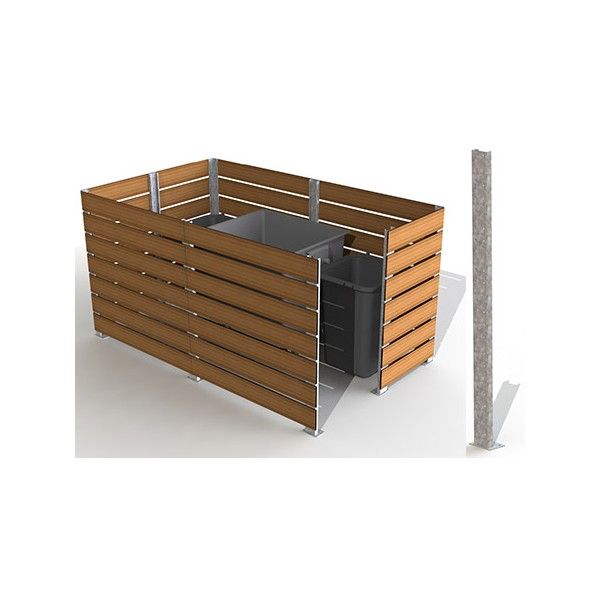 440820 - Abris poubelles et conteneurs - 1001 Poubelles - Poteau galva angle cache-conteneur 6 lames - H 135 cm_0