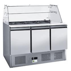 A.C.L - Saladette 3 portes - 368 L - avec portes et structure vitrée- finitions inox - inox 3701647305707_0