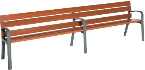 Banc public Modo - 300 cm - 6 lames en bois exotique - Piétement en fonte ductile - Visserie en acier zingué_0