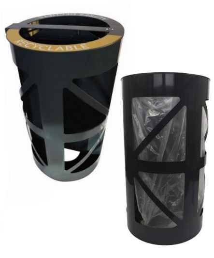 Corbeille TWIN-TWIN Basque bi-flux - Réf 161625 - Acier 1,5 mm et 3 mm - Capacité 2 x 60 litres - Protection antirouille_0