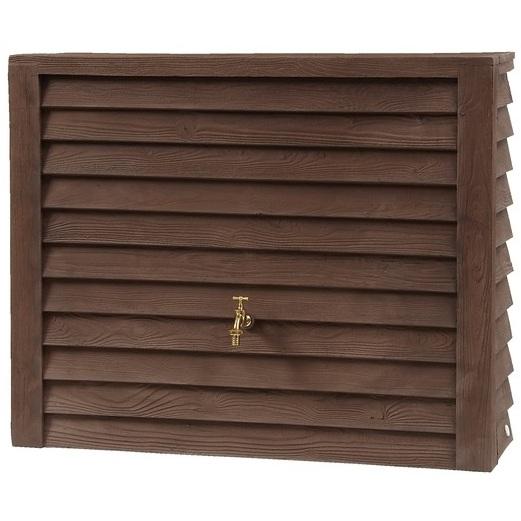Cuve décorative Woody - 350 L - Bois foncé - Récupérateur d'eau de pluie_0